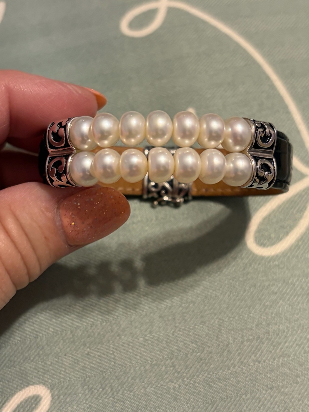 Beautiful sterling silver Honora 2 Row Cultured Pearl Bracelet
